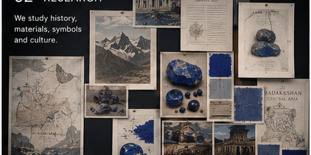 Research wall met kaarten, materialen en culturele referenties