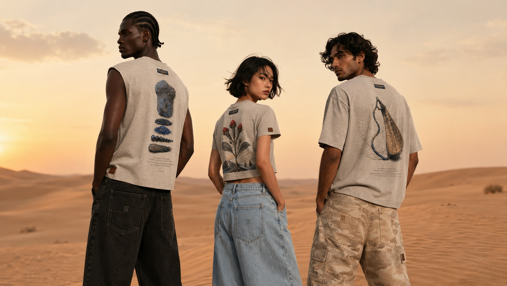 HUMANITY back composition op een T-shirt