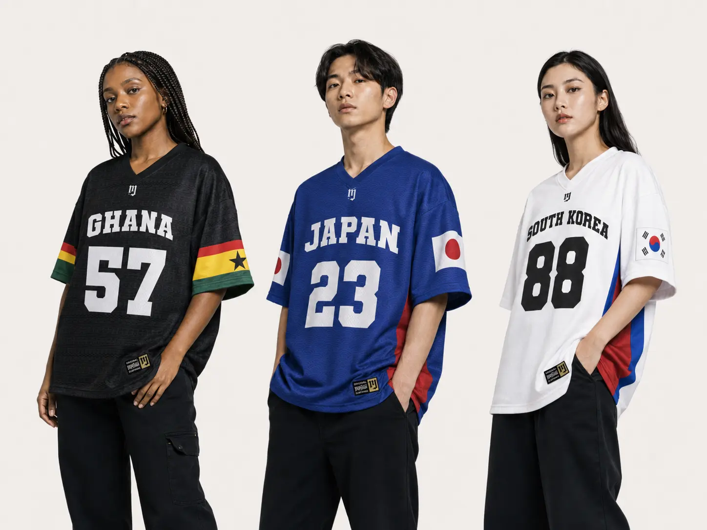 Ghana 57, Japan 23 en South Korea 88 jerseys